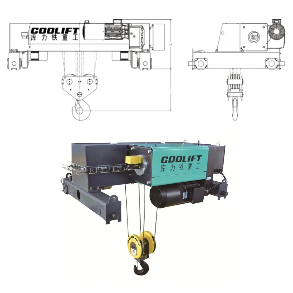 10t 12m Low Headroom European Type Double Girder Electric Wire Rope Hoist